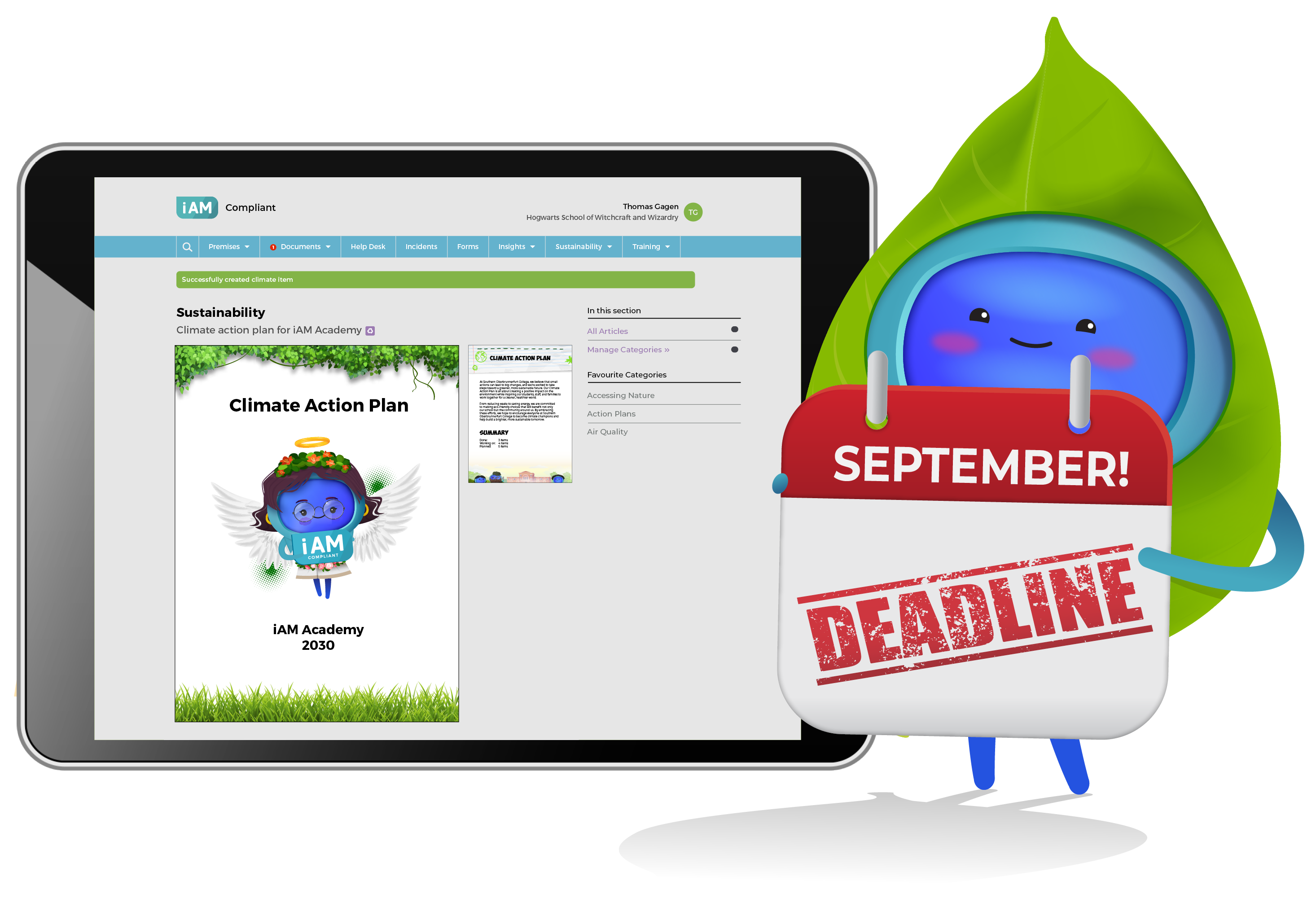 iAM Leaf holding calendar & CAP-2