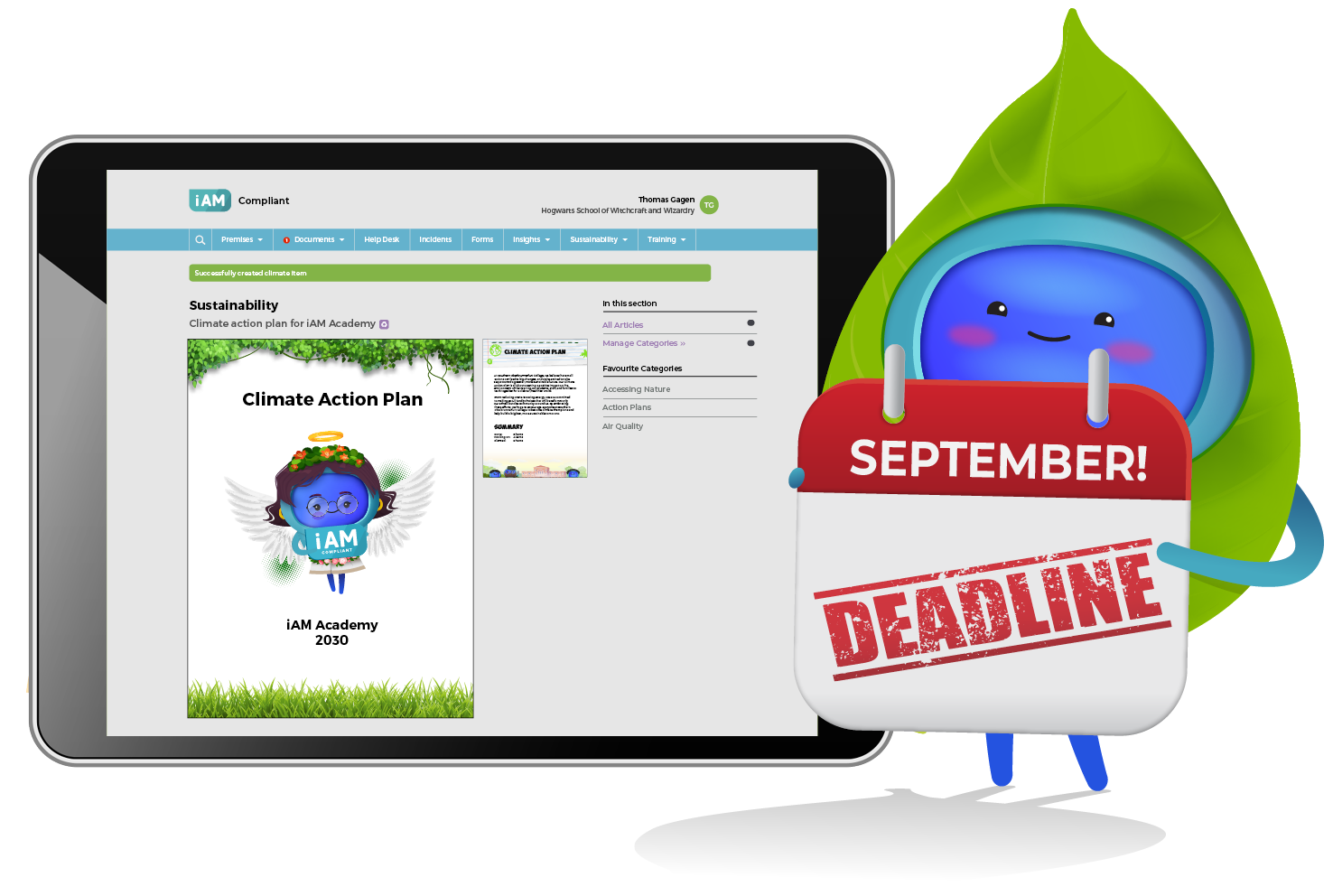 iAM Leaf holding calendar & CAP