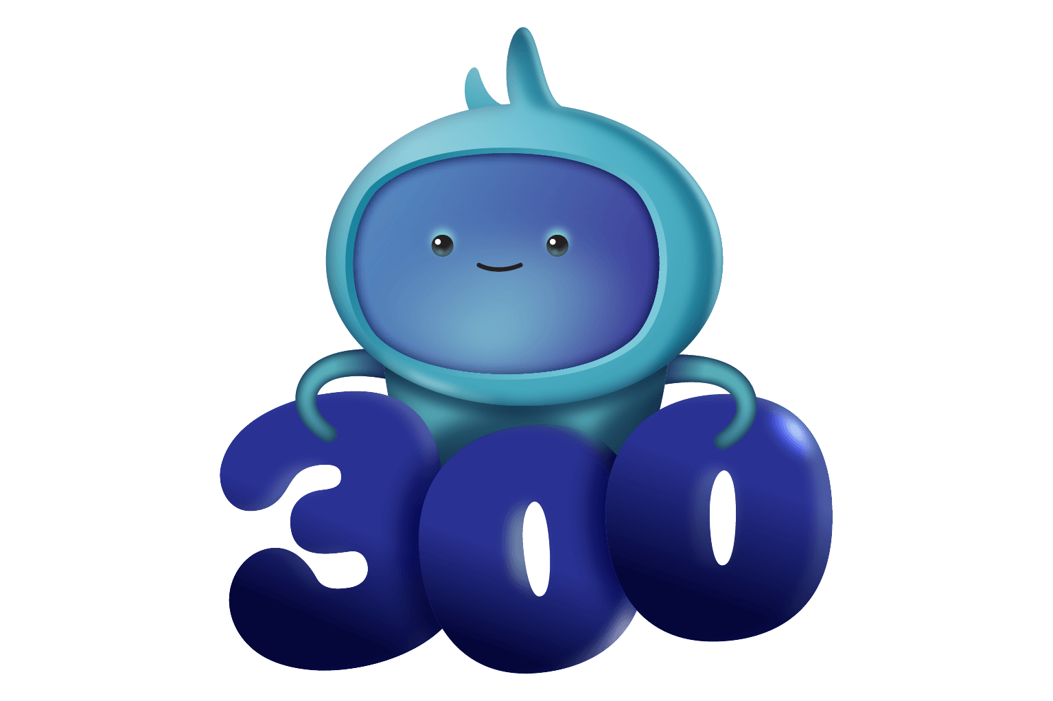 A character holding numbers that spell 300