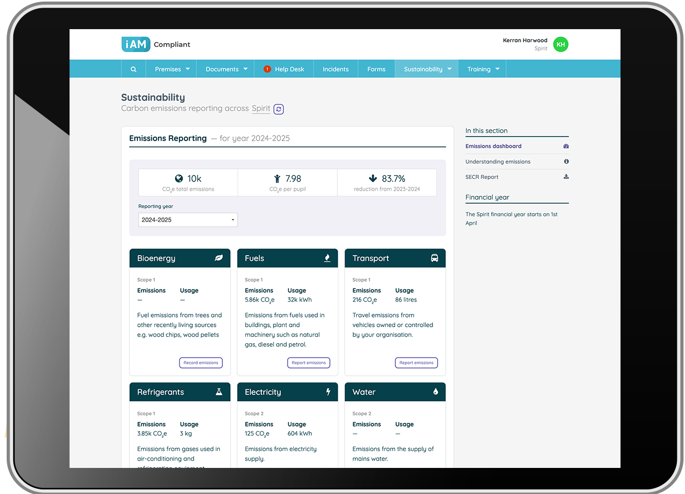Emissions reporting on iPad